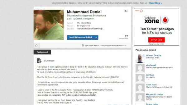 Muhammad Daniel, aka Mark John Taylor's, Linkedin profile.