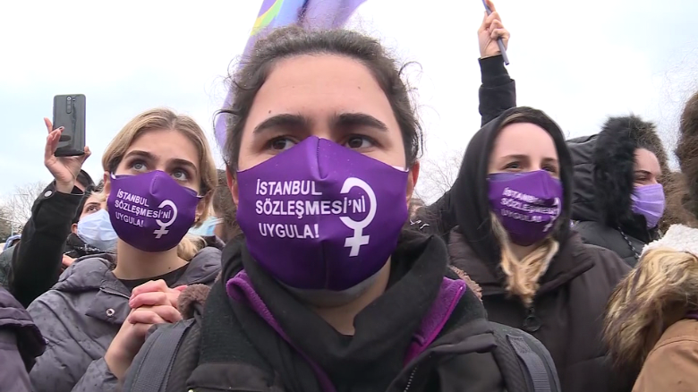 Hundreds protest Turkey withdrawing from international treaty to protect women