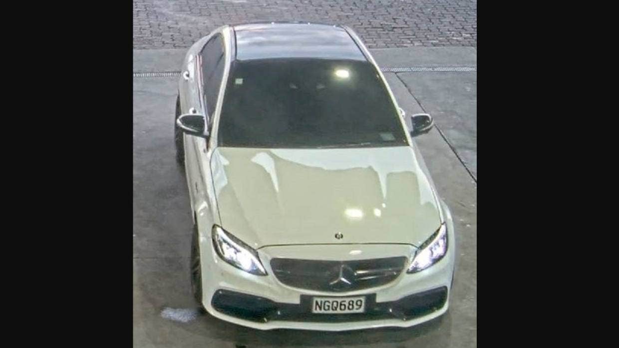 Police seek white Mercedes